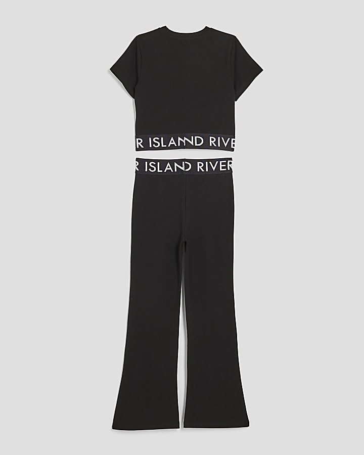 Girls Black Kickflare Trousers Set