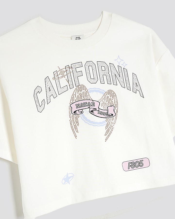 Girls Cream California T-Shirt Set