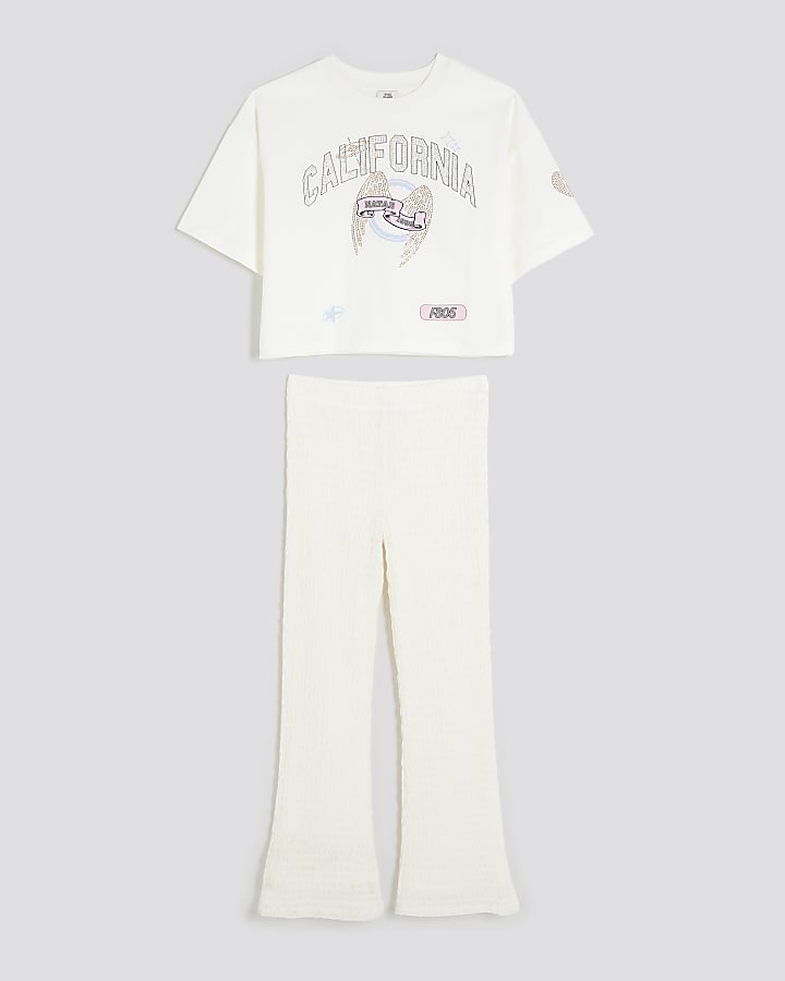 Girls Cream California T-Shirt Set