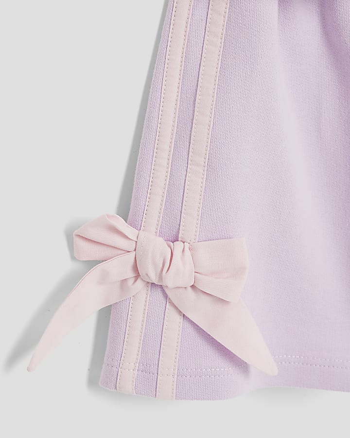 Girls Purple Bow T-Shirt And Shorts Set