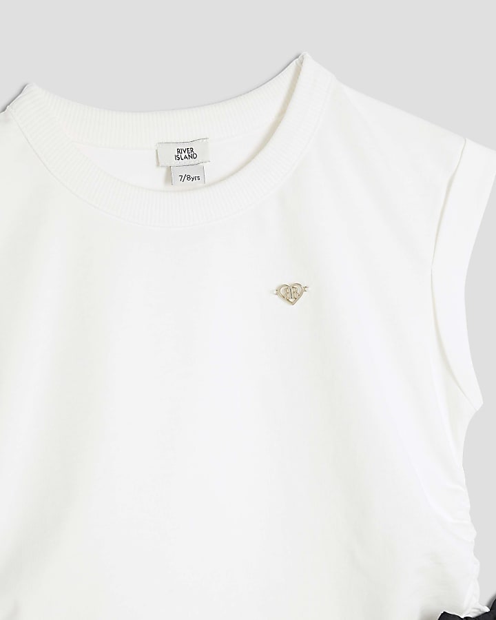 Girls White Bow T-Shirt And Shorts Set