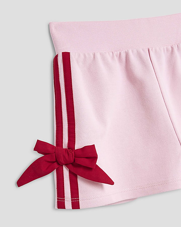 Girls Pink Bow T-Shirt And Shorts Set