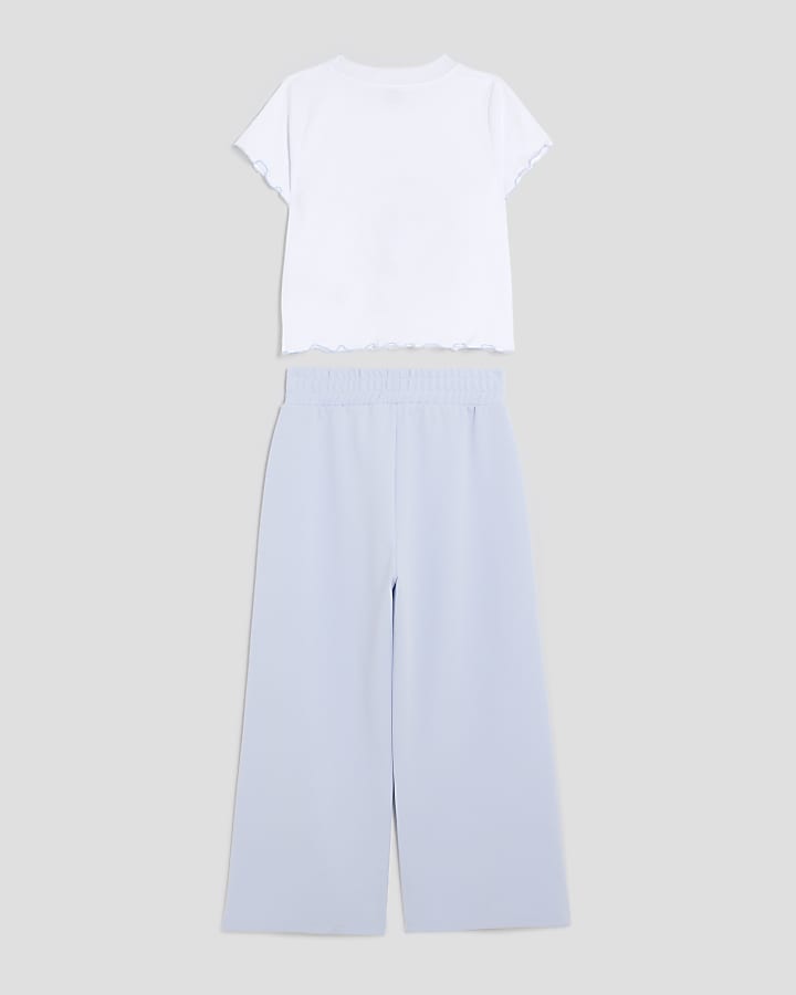 Girls Blue Smiley T-Shirt And Joggers Set