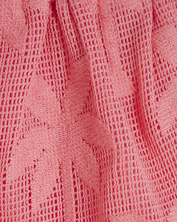 Mini Girls Pink Hanky Hem Shorts Set