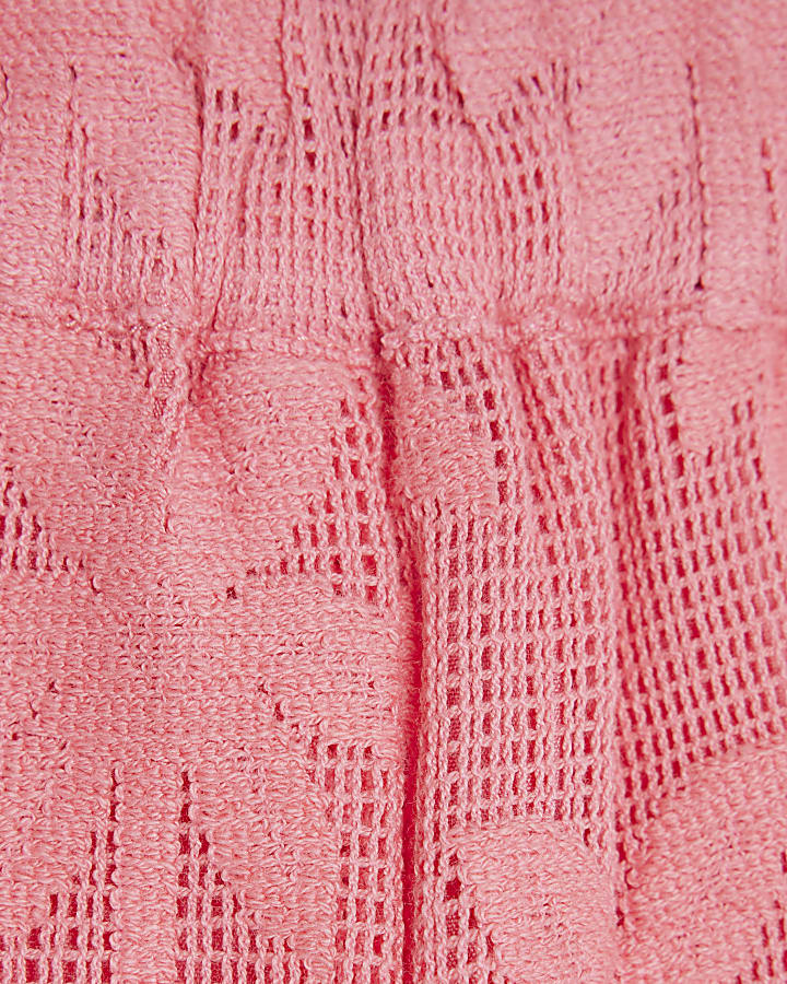 Mini Girls Pink Hanky Hem Shorts Set