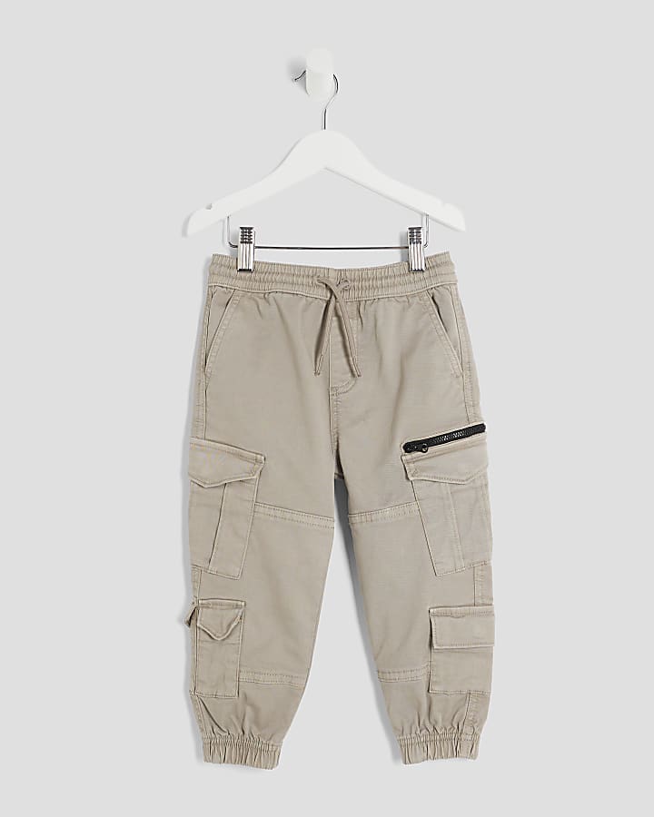 Mini Boys Beige Cargo Trousers