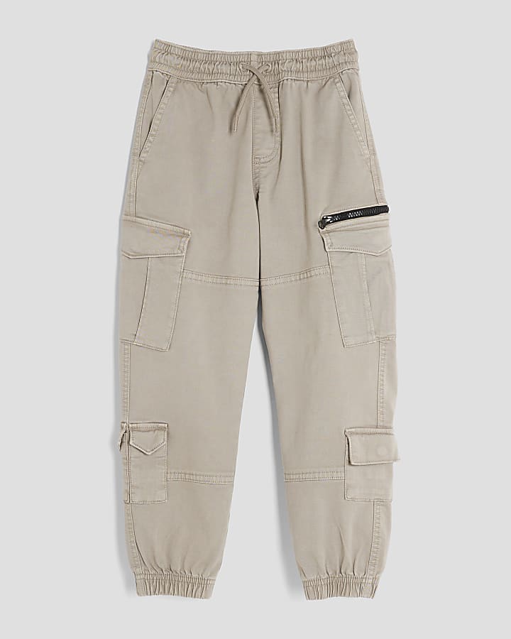 Boys Beige Cargo Trousers