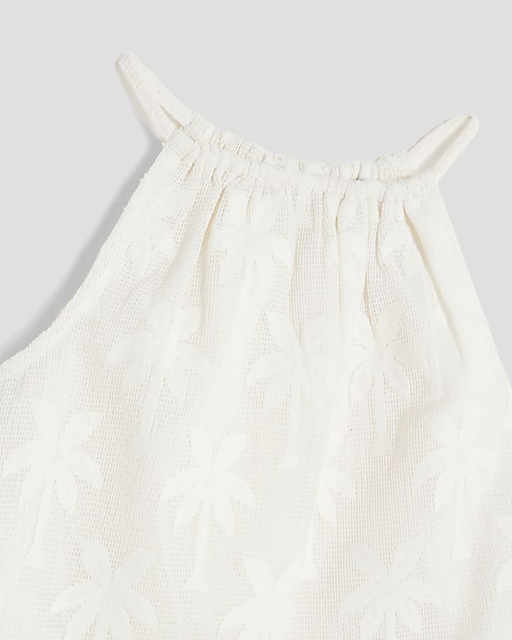 Girls Cream Hanky Hem Shorts Set
