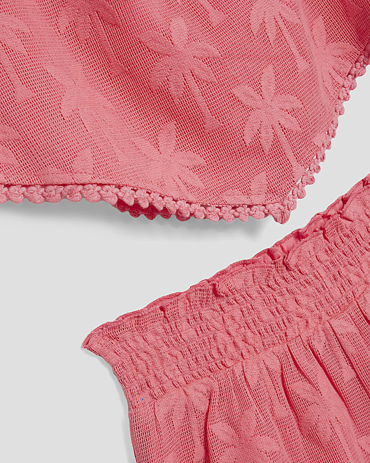 Girls Pink Hanky Hem Shorts Set