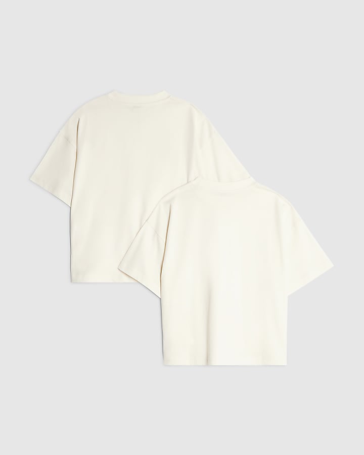 Boys Cream RR Pack Of 2 T-Shirt Set