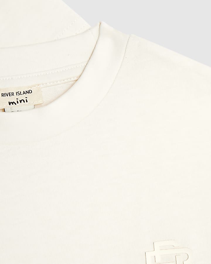 Mini Boys Cream RR Pack Of 2 T-Shirt Set