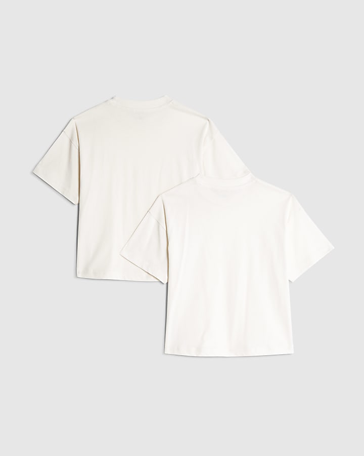 Mini Boys Cream RR Pack Of 2 T-Shirt Set