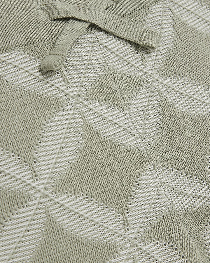 Mini Boys Khaki Geometric Polo Shorts Set