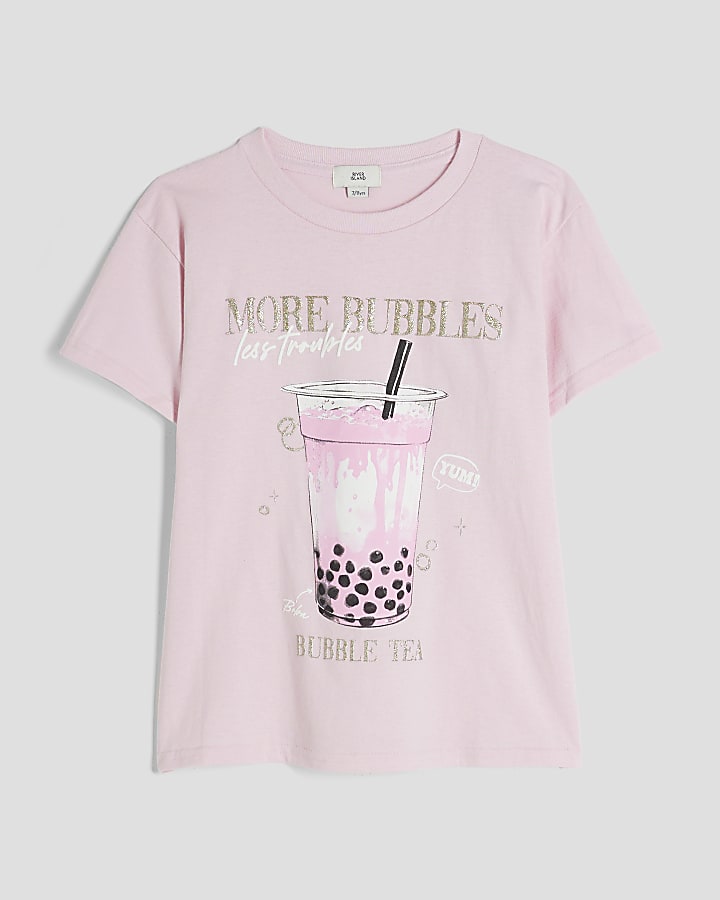 Girls Pink Glitter More Bubbles T-Shirt