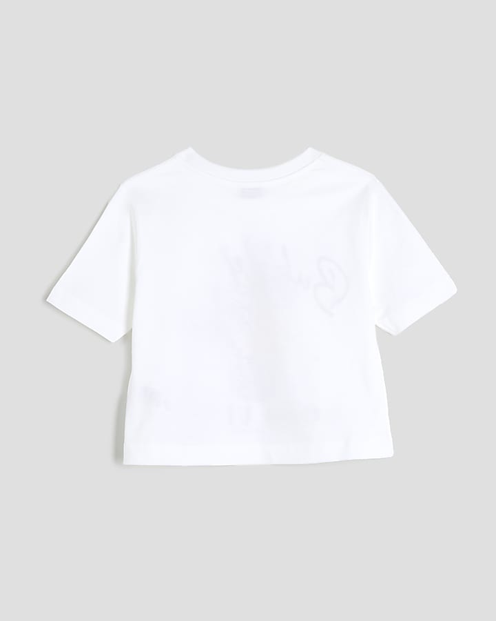 Girls White Bubble Queen Crop Top