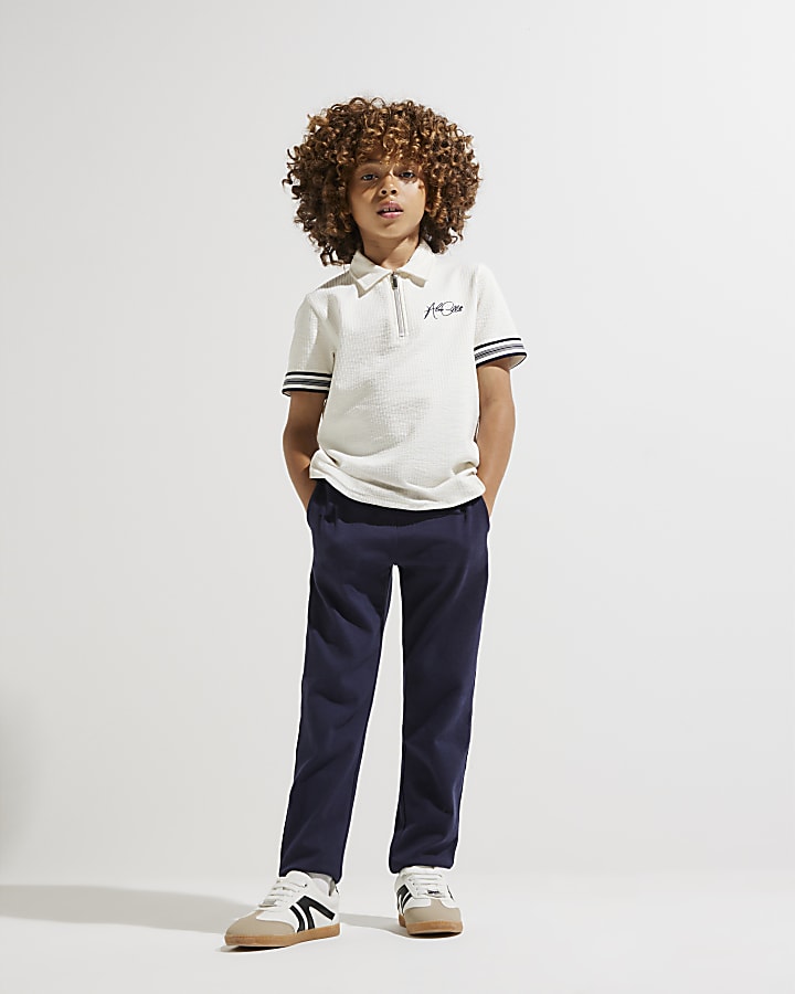 Boys White Polo Shirt And Joggers Set