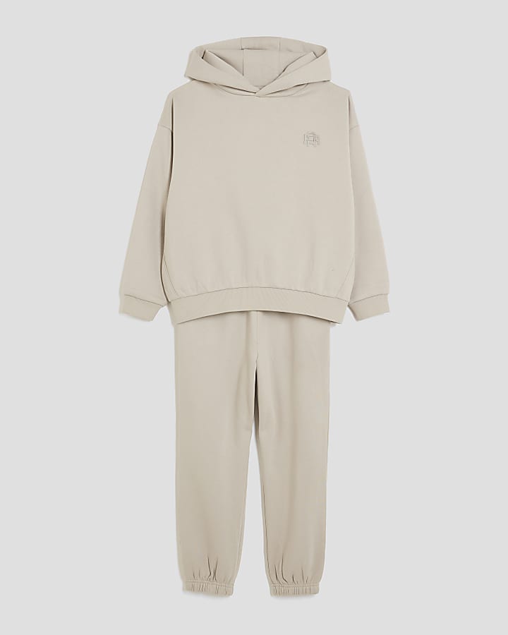 Boys Beige RR Hoodie And Joggers Set