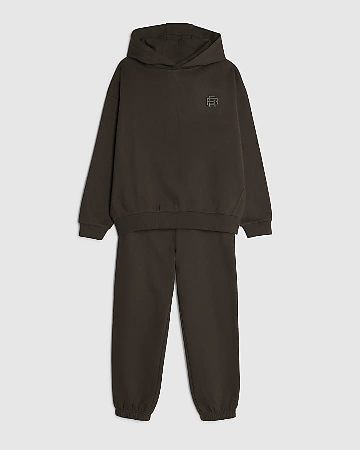 Boys Khaki RR Hoodie And Joggers Set