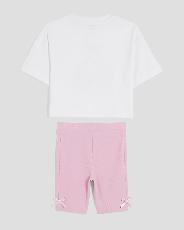 Girls White Inspire Cherry T-Shirt Set