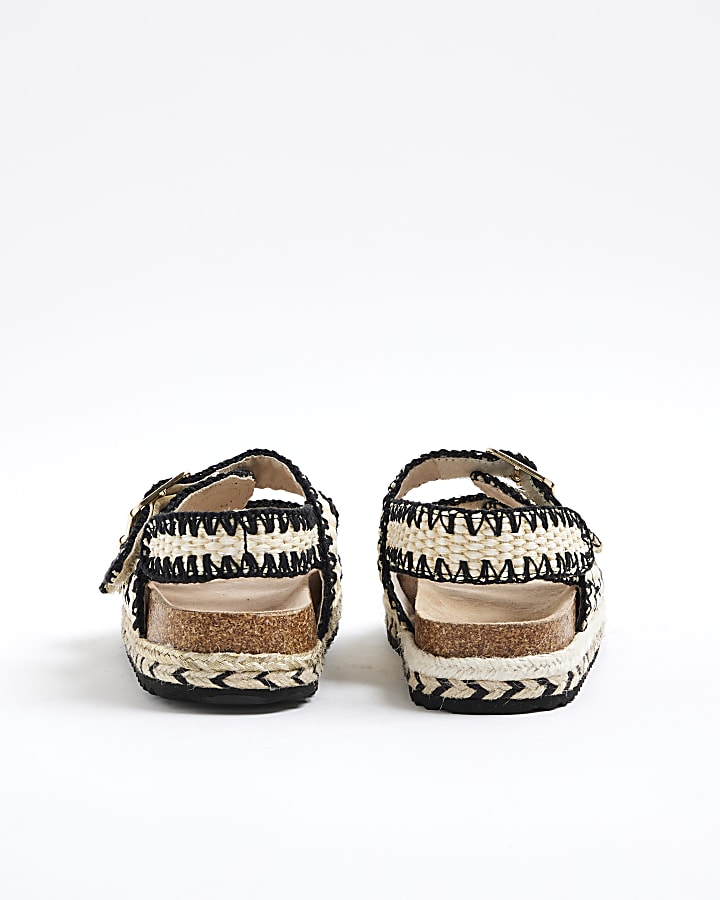 Girls Beige Whipstitch Footbed Sandals