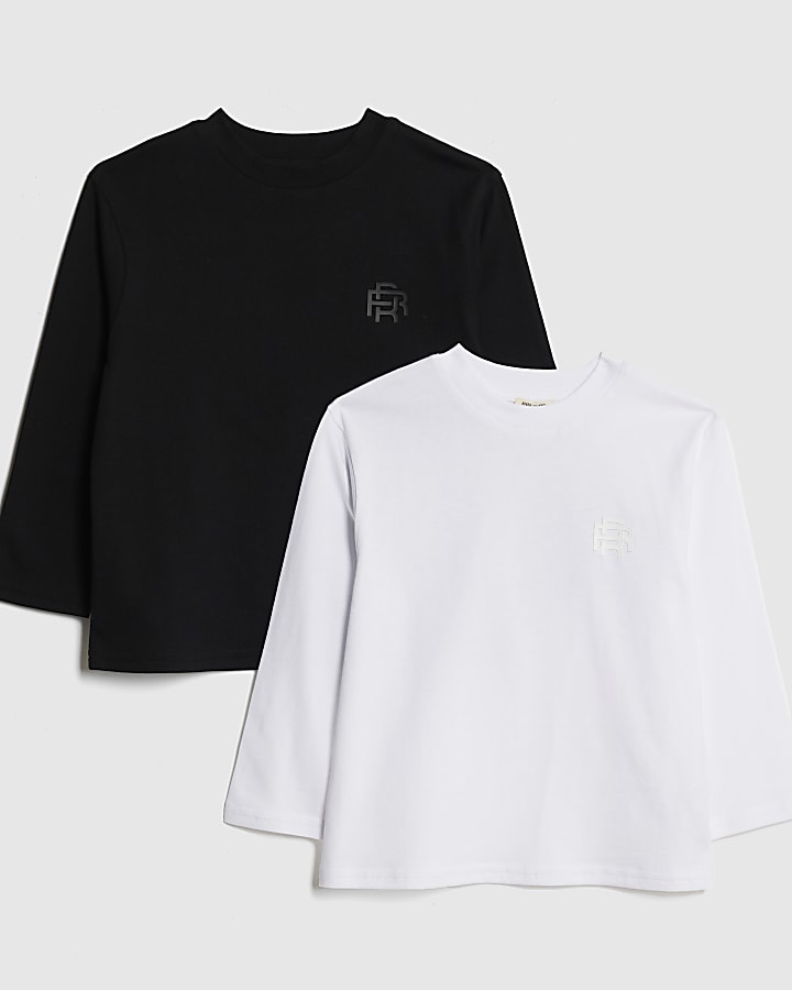 Mini Boys Black 2 pack Long Sleeve T-shirts