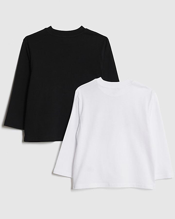 Mini Boys Black 2 pack Long Sleeve T-shirts