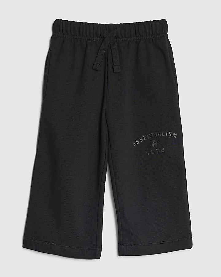 Mini Boys Black Essentials Wide Leg Joggers