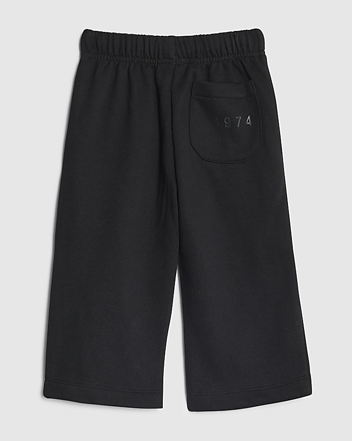 Mini Boys Black Essentials Wide Leg Joggers