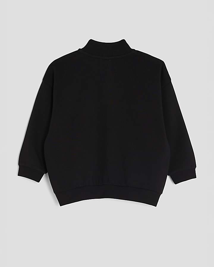 Mini Boys Black Funnel Sweatshirt