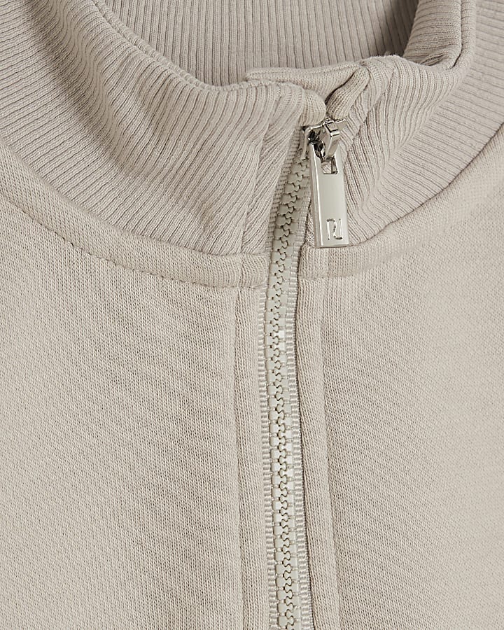 Mini Boys Beige Funnel Sweatshirt