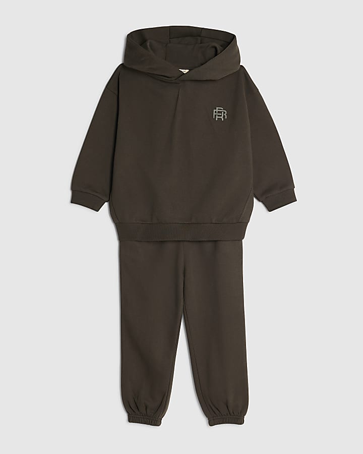 Mini Boys Khaki RI Hoodie And Joggers Set