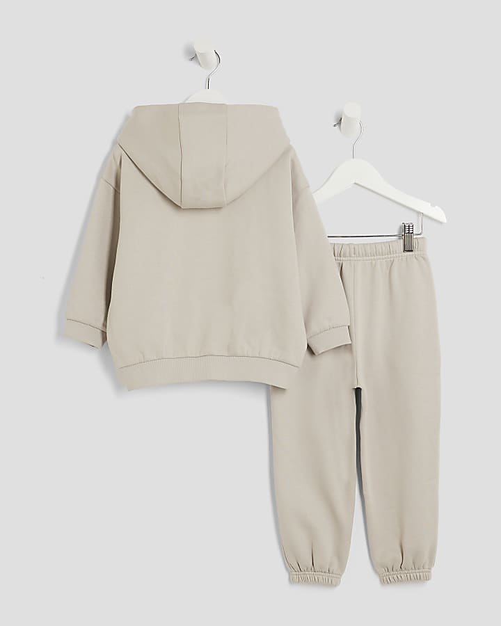 Mini Boys Beige RR Hoodie And Joggers Set
