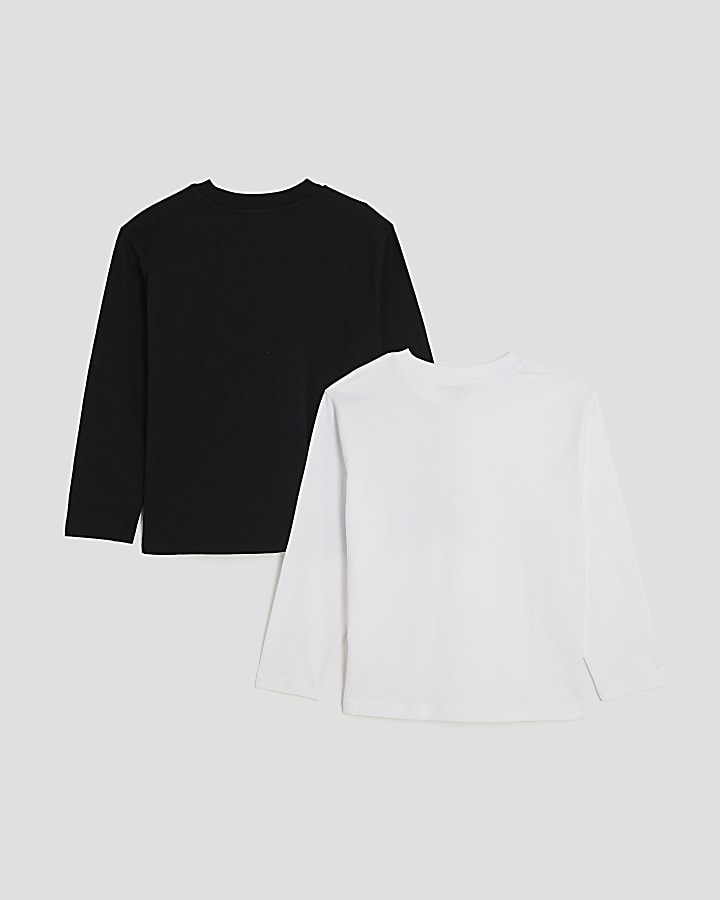 Boys Black Pack Of 2 Long Sleeve T-Shirts