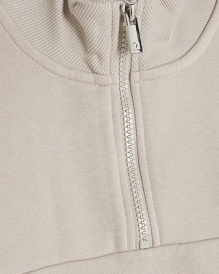 Boys Beige Funnel Sweatshirt