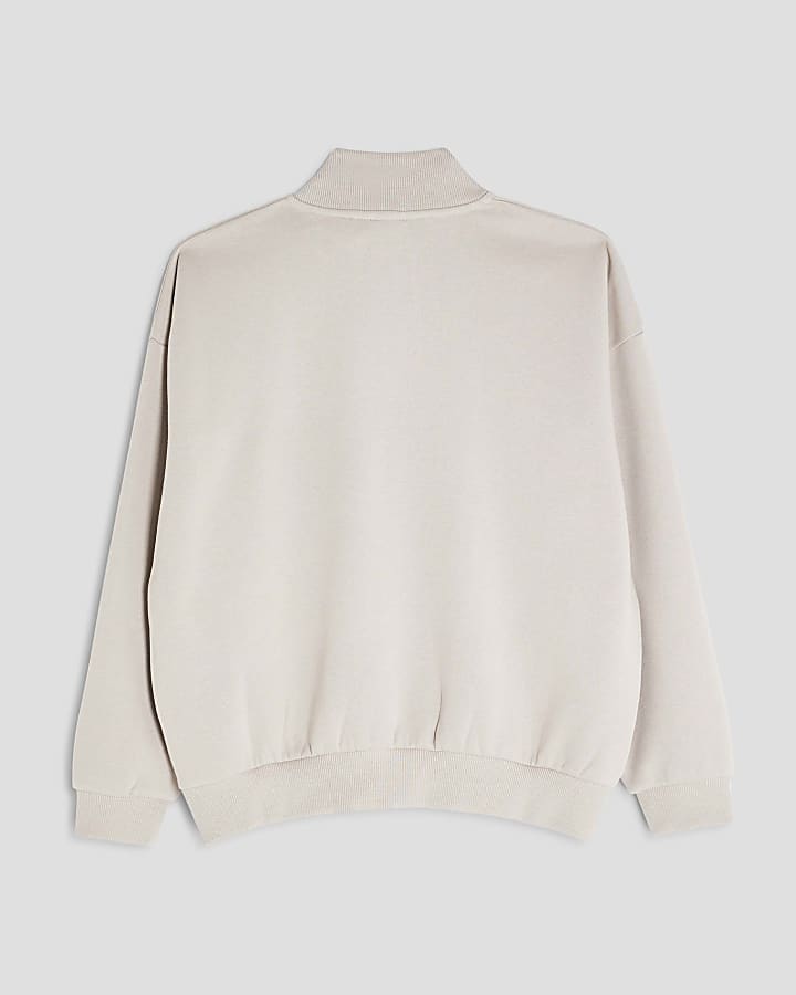 Boys Beige Funnel Sweatshirt