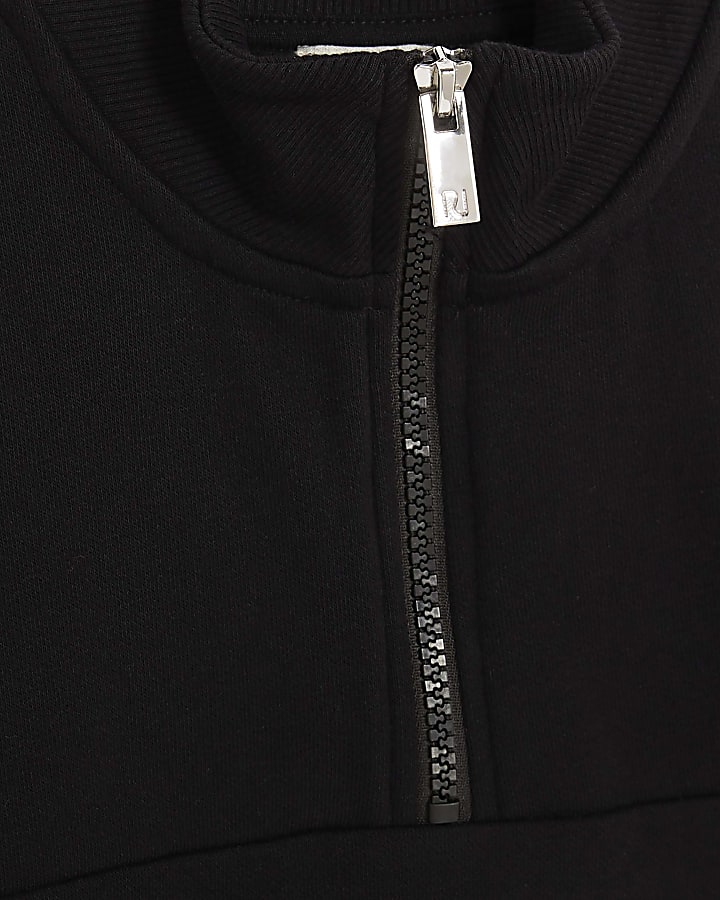 Boys Black Funnel Neck Sweatshirt