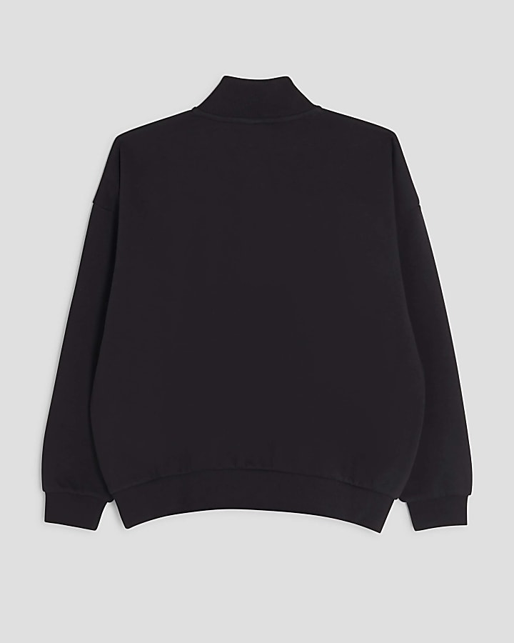Boys Black Funnel Neck Sweatshirt