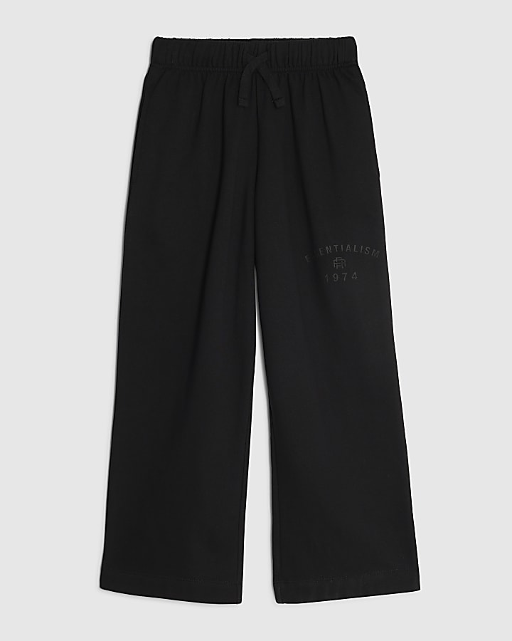 Boys Black Essentialism Wide Leg Trousers