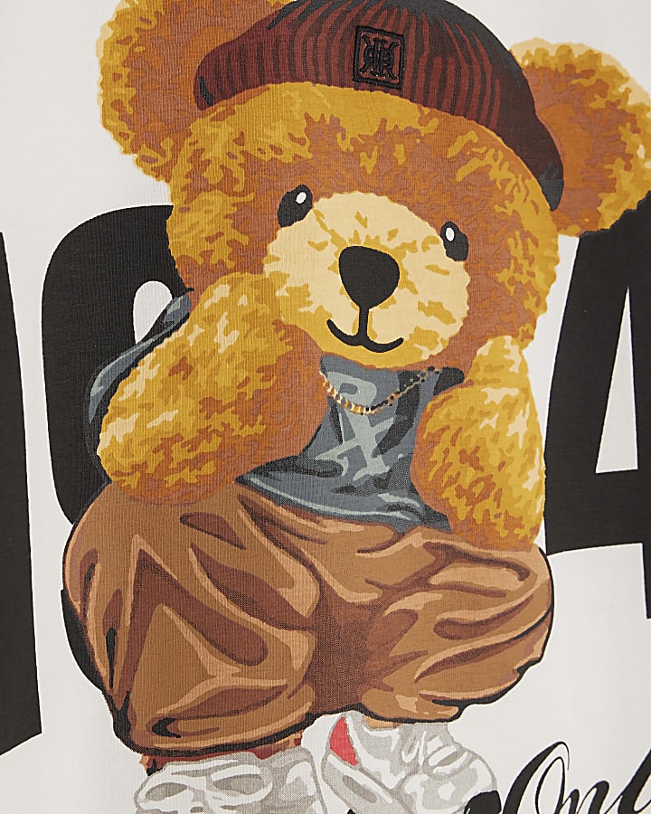 Boys White Varsity Bear T-Shirt