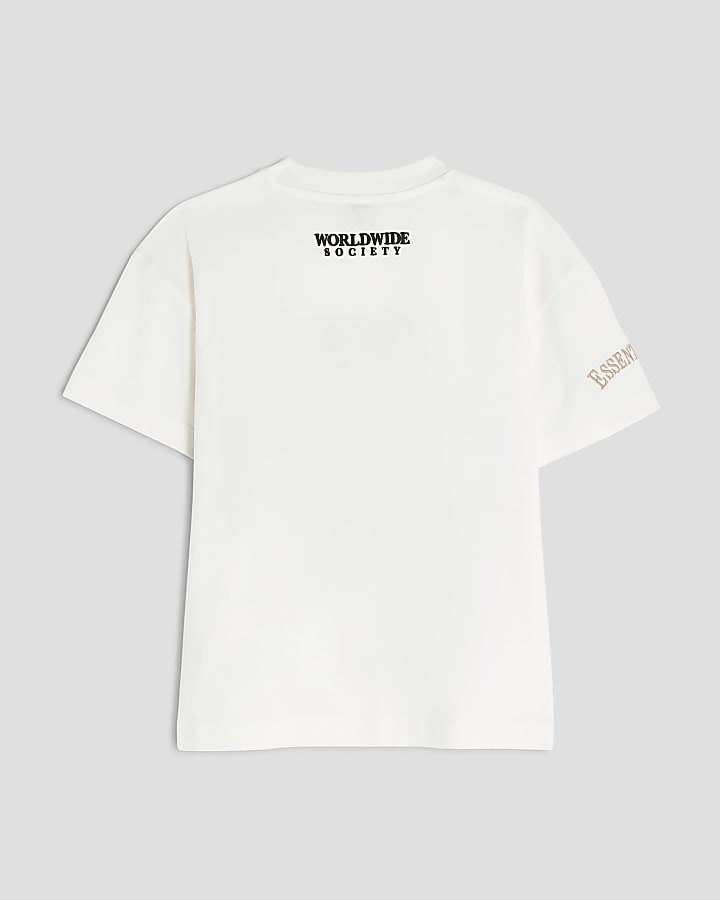 Boys White Varsity Bear T-Shirt