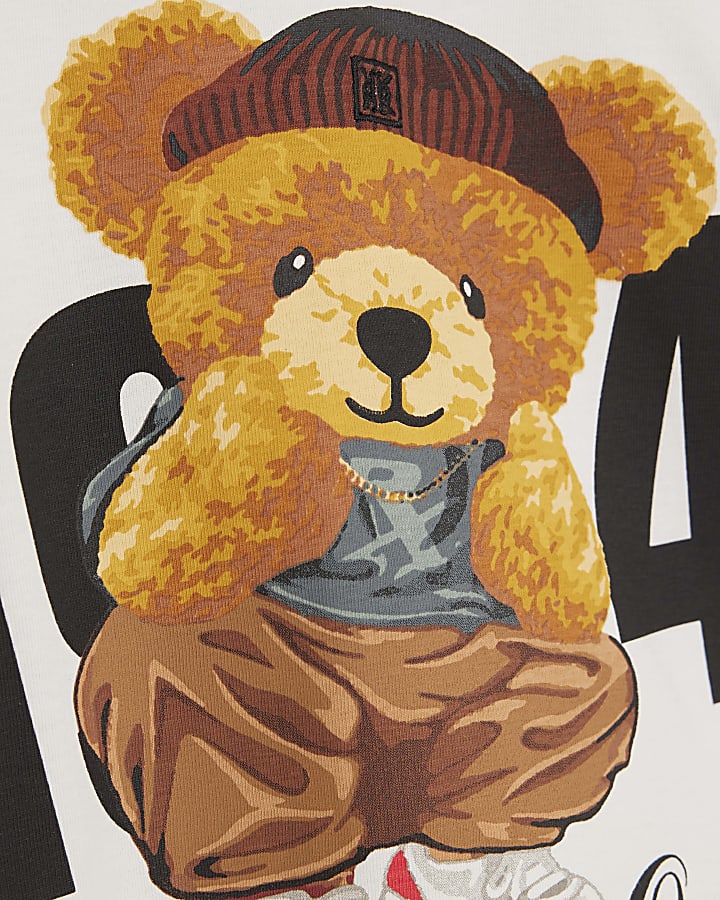 Mini Boys White Varsity Bear T-Shirt