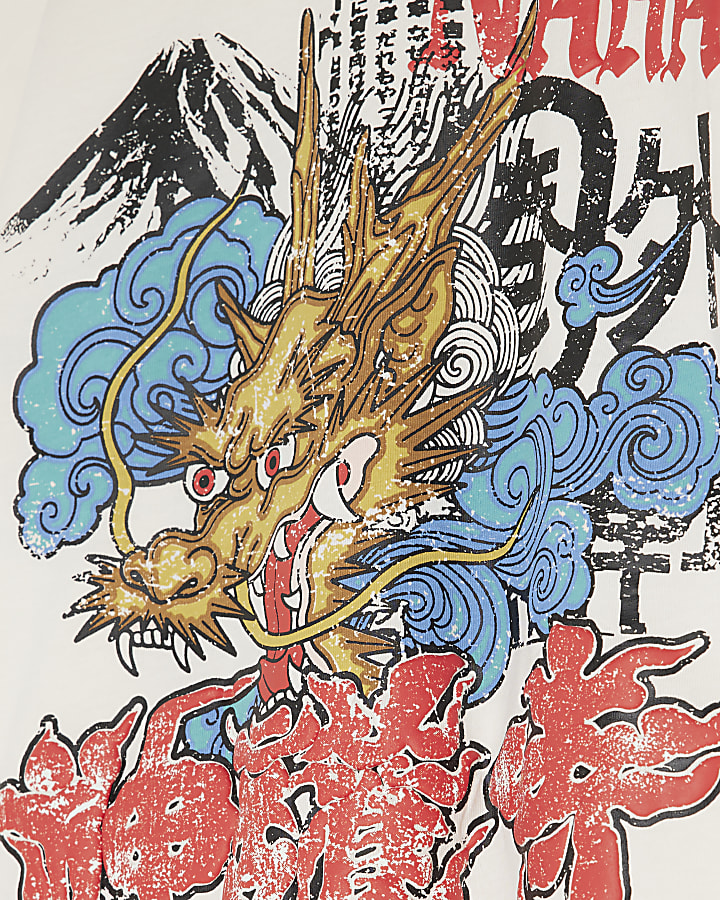 Boys Cream Japanese Dragon T-Shirt