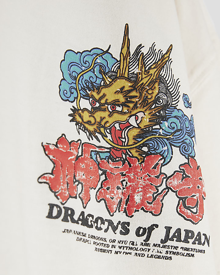 Boys Cream Japanese Dragon T-Shirt
