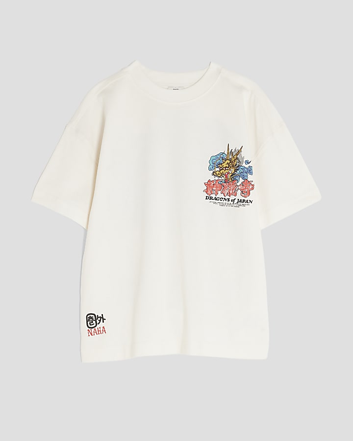Boys Cream Japanese Dragon T-Shirt