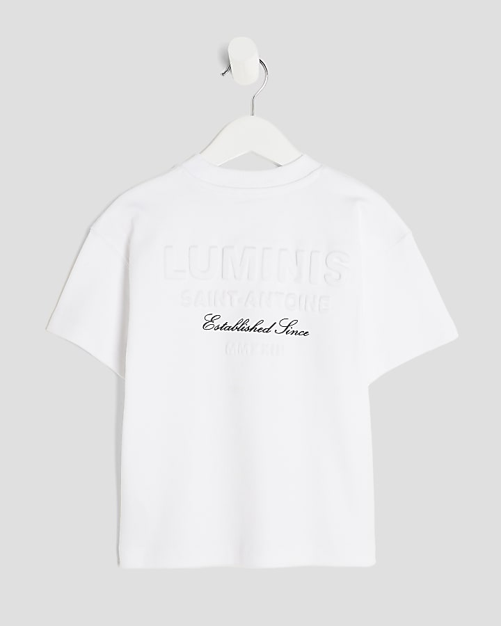 Mini Boys White Embossed Luminis T-Shirt