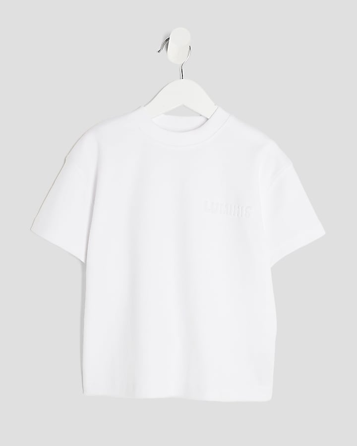 Mini Boys White Embossed Luminis T-Shirt