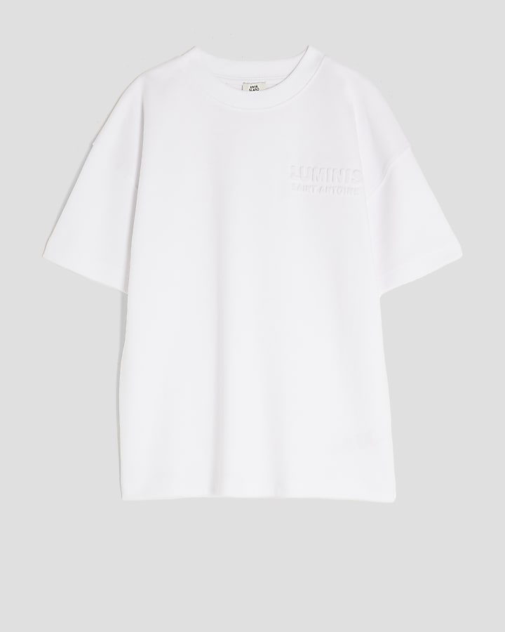 Boys White Embossed Luminis T-Shirt