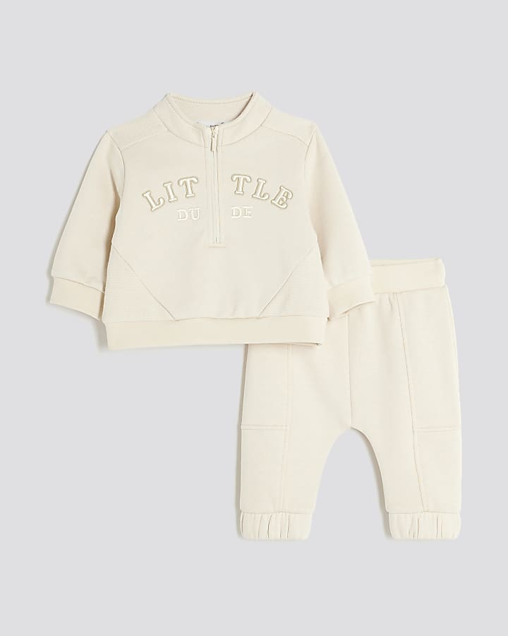 Baby Boys Cream Little Dude Hoodie Set