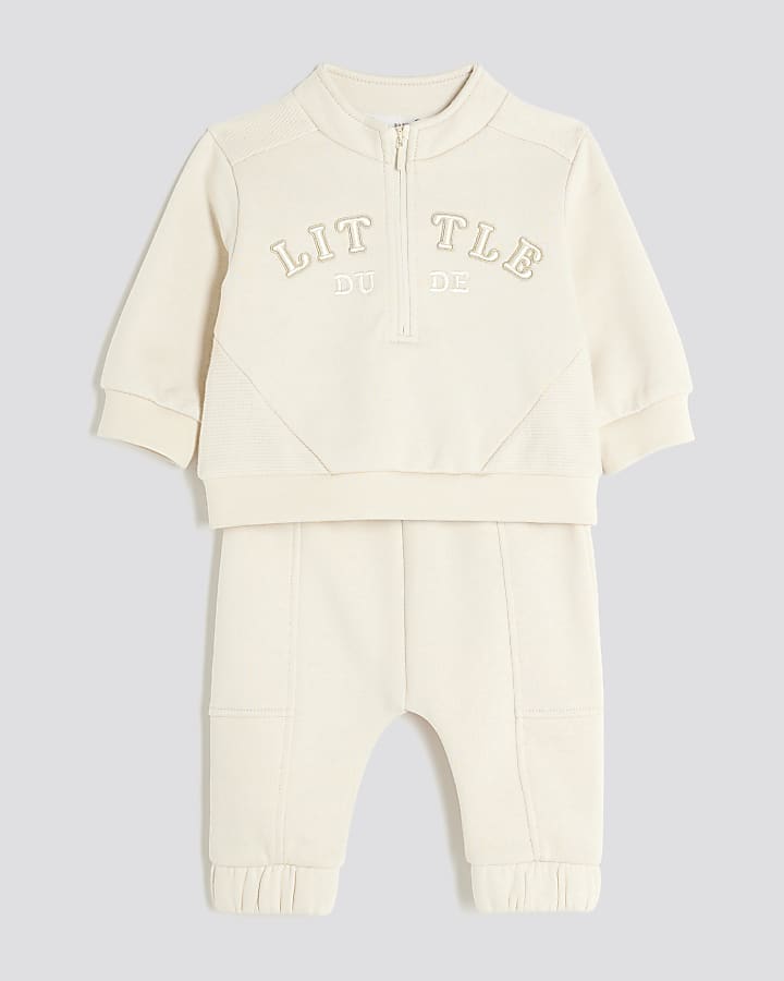 Baby Boys Cream Little Dude Hoodie Set