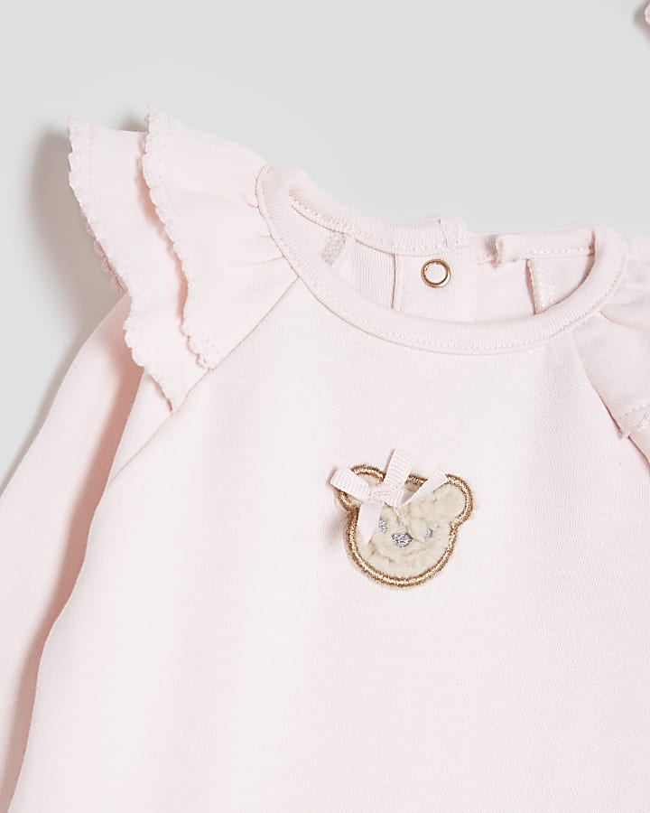 Baby Girls Pink Bear Bodysuit 3 Piece Set